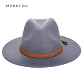 New Autumn Winter Sun Hat Unisex Fedora Hat Classical Wide Brim Felt Floppy Cloche Cap Chapeau Imitation Wool Cap